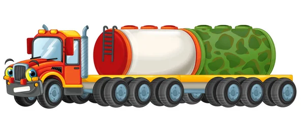 Cisterna Feliz Caminhão Motorista Carro Cisterna Tanque Isolado Ilustração Branca — Fotografia de Stock