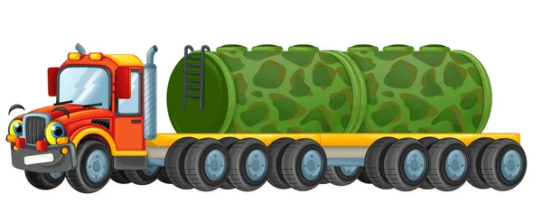 Šťastný Karikatura Cisterna Řidič Kamionu Auto Tanker Izolované Bílém Ilustraci — Stock fotografie