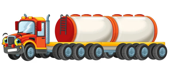 Glad Tecknad Cistern Lastbilschaufför Tanker Isolerad Vit Illustration — Stockfoto