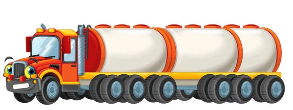 Glad Tecknad Cistern Lastbilschaufför Tanker Isolerad Vit Illustration — Stockfoto