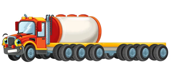 Happy Cartoon Cistern Truck Driver Tanker Isolated White Illustration — Stock Photo, Image