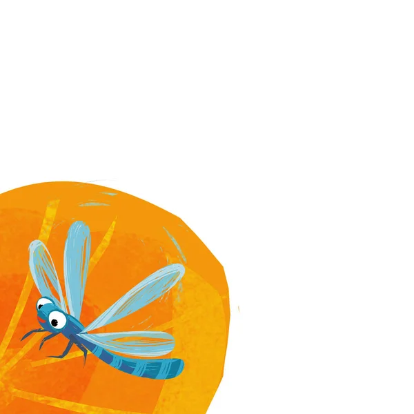 Rajzfilm Jelenet Vicces Bug Rovar Repülő Elszigetelt Illusztráció Gyerekeknek — Stock Fotó
