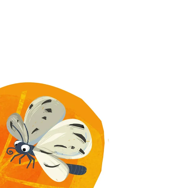 Kreslená Scéna Legrační Hmyz Létání Izolované Ilustrace Pro Děti — Stock fotografie