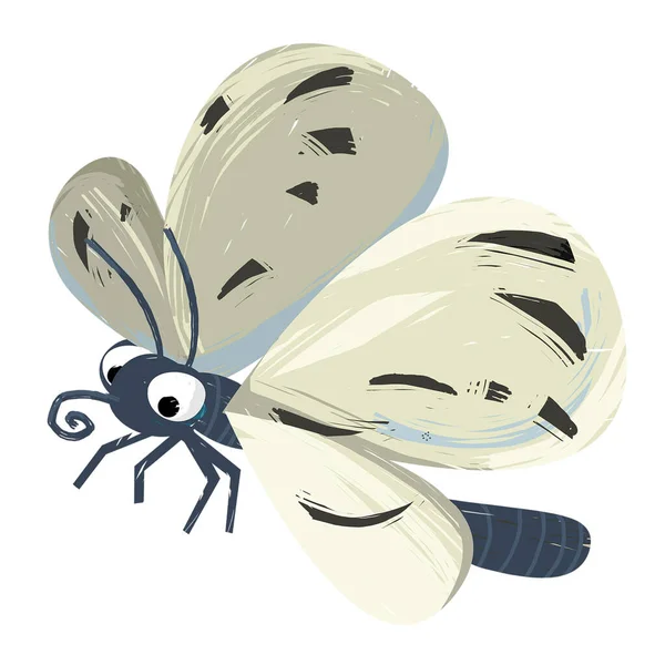 Escena Dibujos Animados Con Insecto Divertido Vuelo Ilustración Aislada Para — Foto de Stock