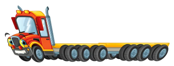 Felice Cercando Cartoon Rimorchio Trasporto Camion Driver Isolato Sfondo Bianco — Foto Stock