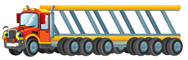 Conductor Camión Transporte Remolque Dibujos Animados Aspecto Feliz Aislado Ilustración —  Fotos de Stock