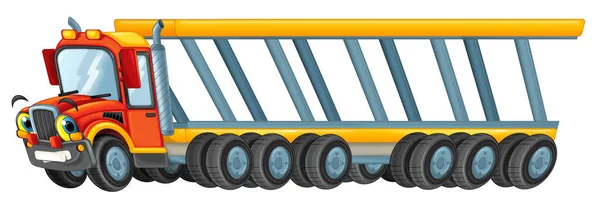 Feliz Olhando Desenho Animado Reboque Motorista Caminhão Transporte Isolado Fundo — Fotografia de Stock