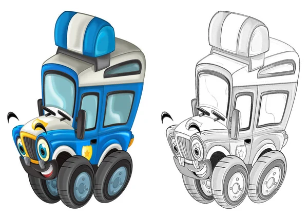 Escena Dibujos Animados Con Todoterreno Camión Pesado Coche Aislado Con —  Fotos de Stock