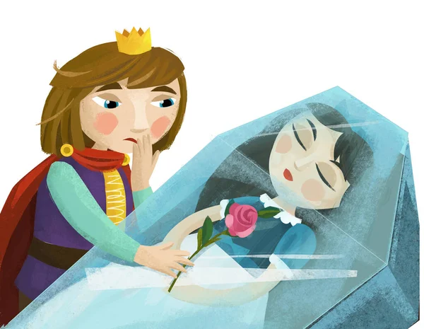 cartoon scene with girl princess and prince illustration for children
