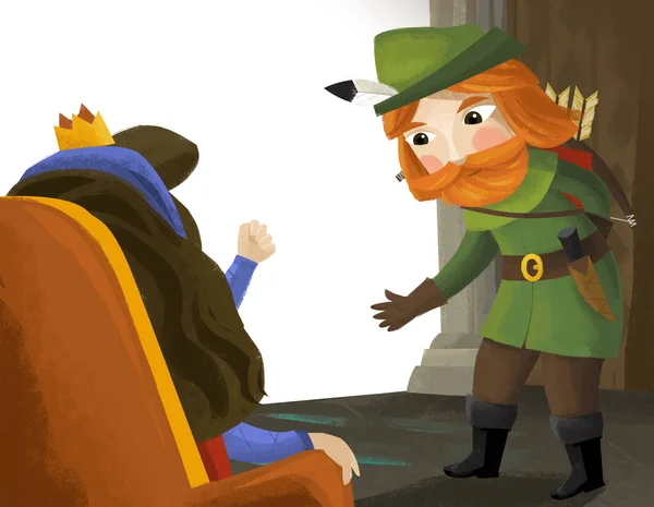 卡通片 有女王和骑士的儿童插图 — 图库照片