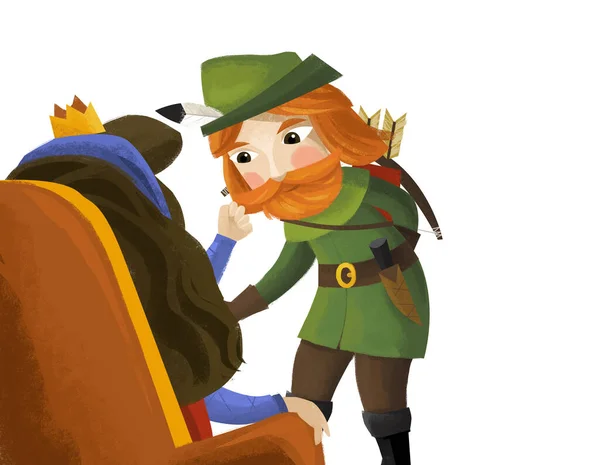 卡通片 有女王和骑士的儿童插图 — 图库照片
