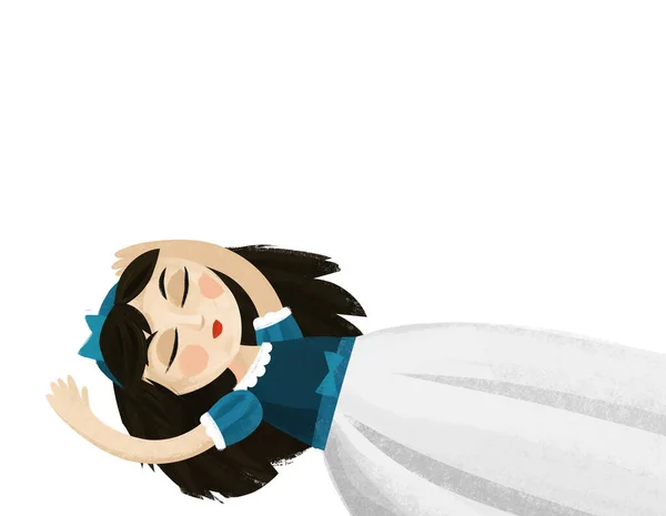 cartoon princess sleeping calmly illustration for children