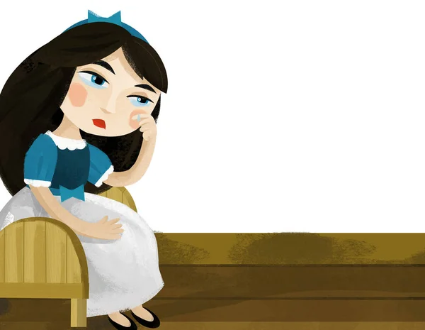 Cartoon Scene Met Prinses Dwergen Praten Illustratie Voor Kinderen — Stockfoto