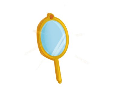 Çocuklar için beyaz arkaplan illüstrasyonunda çizgi film elemanı aynası