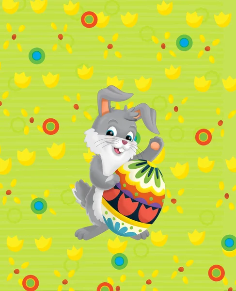Cartoon Scene Easter Bunny Rabbit Meadow Background Illustration Children — Stock fotografie