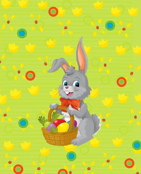 Cartoon Scene Easter Bunny Rabbit Meadow Background Illustration Children — Stock fotografie