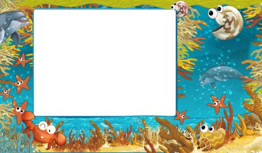 cartoon scene with coral reef animals underwater illustration for children