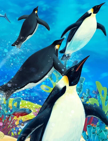 Мультфильм Сцена Коралловыми Рифами Животных Подводной Иллюстрации Детей — стоковое фото