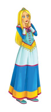 Çocuklar için prenses resimli karikatür sahnesi