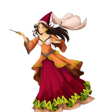 Çocuklar için prenses resimli karikatür sahnesi