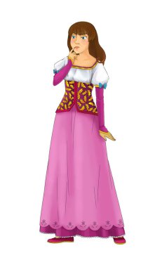 Çocuklar için prenses resimli karikatür sahnesi