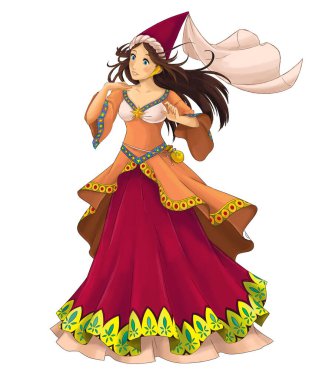 Çocuklar için prenses resimli karikatür sahnesi