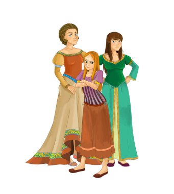 Çocuklar için prenses resimli karikatür sahnesi