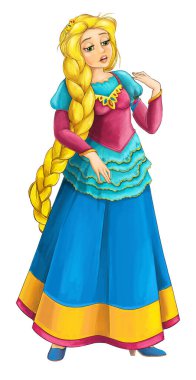 Çocuklar için prenses resimli karikatür sahnesi