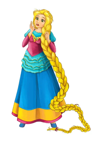 Cartoon Fairy Tale Character Happy Princess Standing Looking Surprised Illustration — Stock Photo, Image