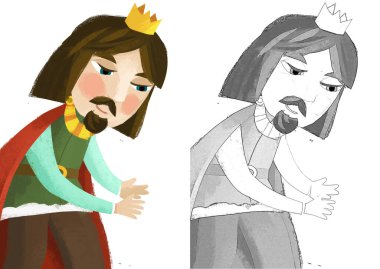 Çocuklar için gülümseyen Prens King 'in olduğu çizgi film sahnesi