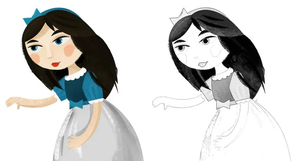 cartoon scene with princess queen illustration for children