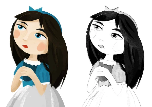 Cartoon Scene Princess Queen White Background Illustration Children — Stock Photo, Image