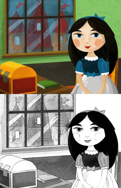 Zeichentrickszene Mit Königin Oder Prinzessin Schloss Für Kinder — Stockfoto