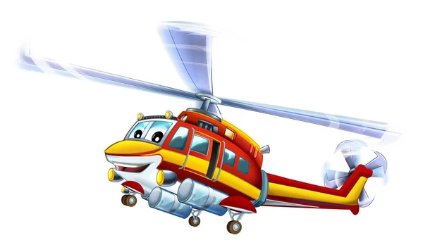 Cartoon Fireman Helicopter Flying Illustration — Photo