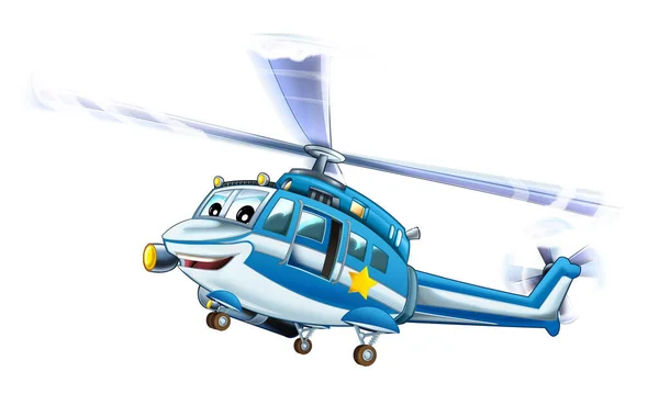 Cartoon Police Helicopter Flying Duty Illustration — Stockfoto
