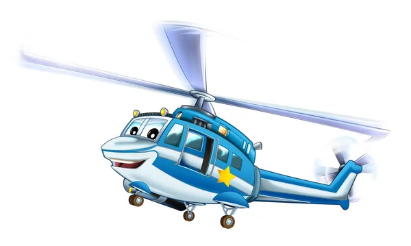 Tecknad Polis Helikopter Flyger Tjänsten Illustration — Stockfoto