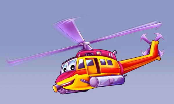 Kreskówki Ambulans Ratowniczy Helikopter Latający Służbie Ilustracja — Zdjęcie stockowe