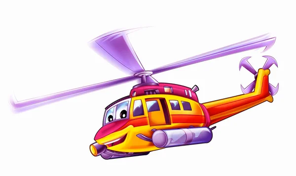 Cartoon Ambulance Rescue Helicopter Flying Duty Illustration —  Fotos de Stock