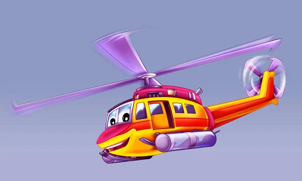 Cartoon Ambulance Rescue Helicopter Flying Duty Illustration — ストック写真