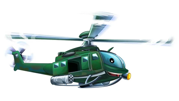 Cartoon Scene Military Helicopter Flying Duty Illustration — Stock Photo, Image
