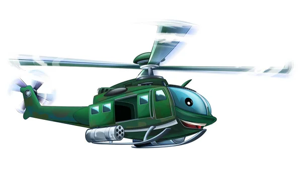 Escena Dibujos Animados Con Helicóptero Militar Volando Servicio Ilustración — Foto de Stock