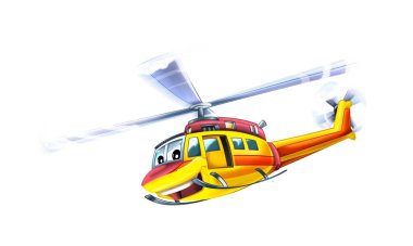 Cartoon helicopter flying on duty to the rescue - illustration