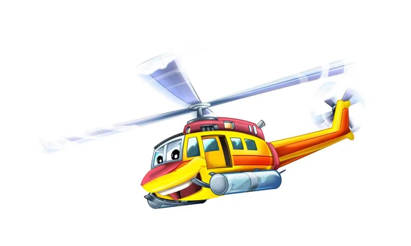 Helicóptero Dibujos Animados Volando Servicio Rescate Ilustración — Foto de Stock