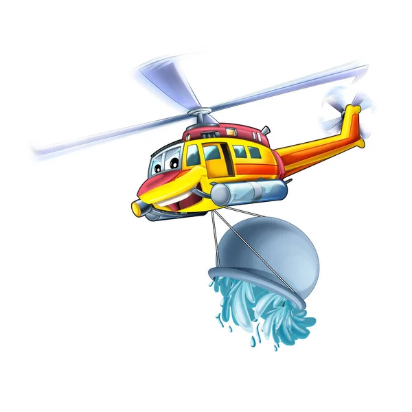 Helicóptero Dibujos Animados Volando Servicio Rescate Ilustración — Foto de Stock