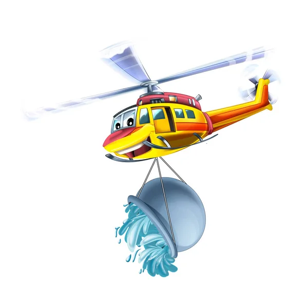 Helicóptero Dibujos Animados Volando Servicio Rescate Ilustración —  Fotos de Stock
