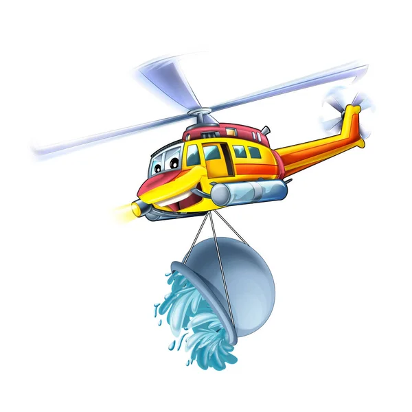 Cartoon Helicopter Flying Duty Rescue Illustration — Photo