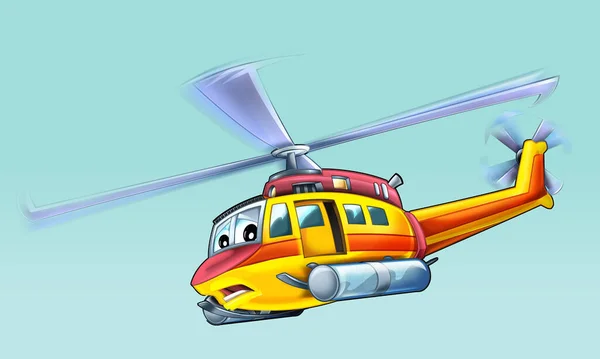 Cartoon Helicopter Flying Duty Rescue Illustration — Stock Photo, Image