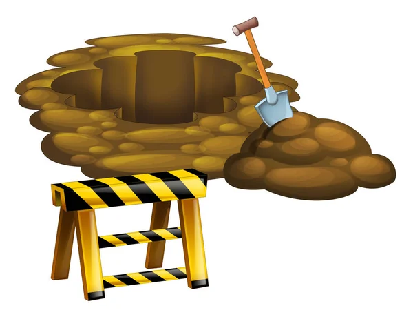 Cartoon mud hole or earth construction site isolated - illustration