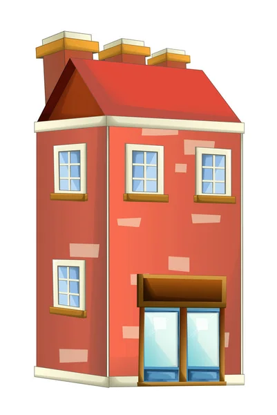 Escena Dibujos Animados Con Casa Urbana Edificio Ciudad Ilustración Aislada — Foto de Stock
