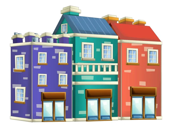Cartoon Scene Urban City Houses Buildings Isolated Illustration — Stock Photo, Image